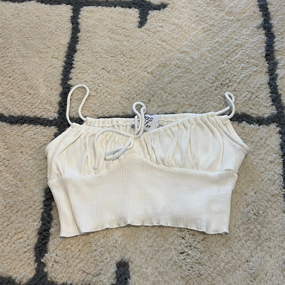 White Tie Front Crop Top